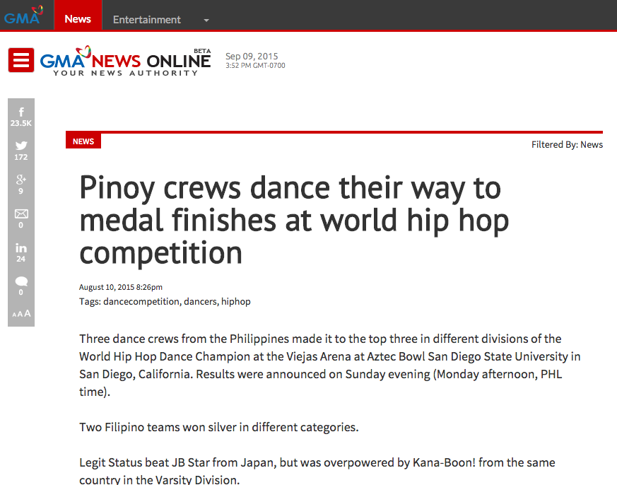 Pinoy crews dance their way to medal finishes at world hip hop competition